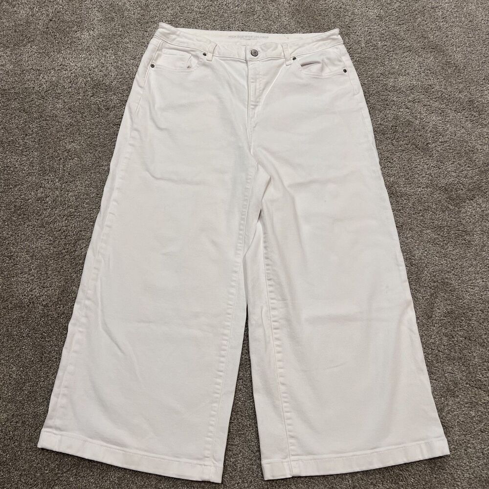 CHICO's High Rise Wide Leg Crop stretch Jeans White Womens Size 2.5 Size 14